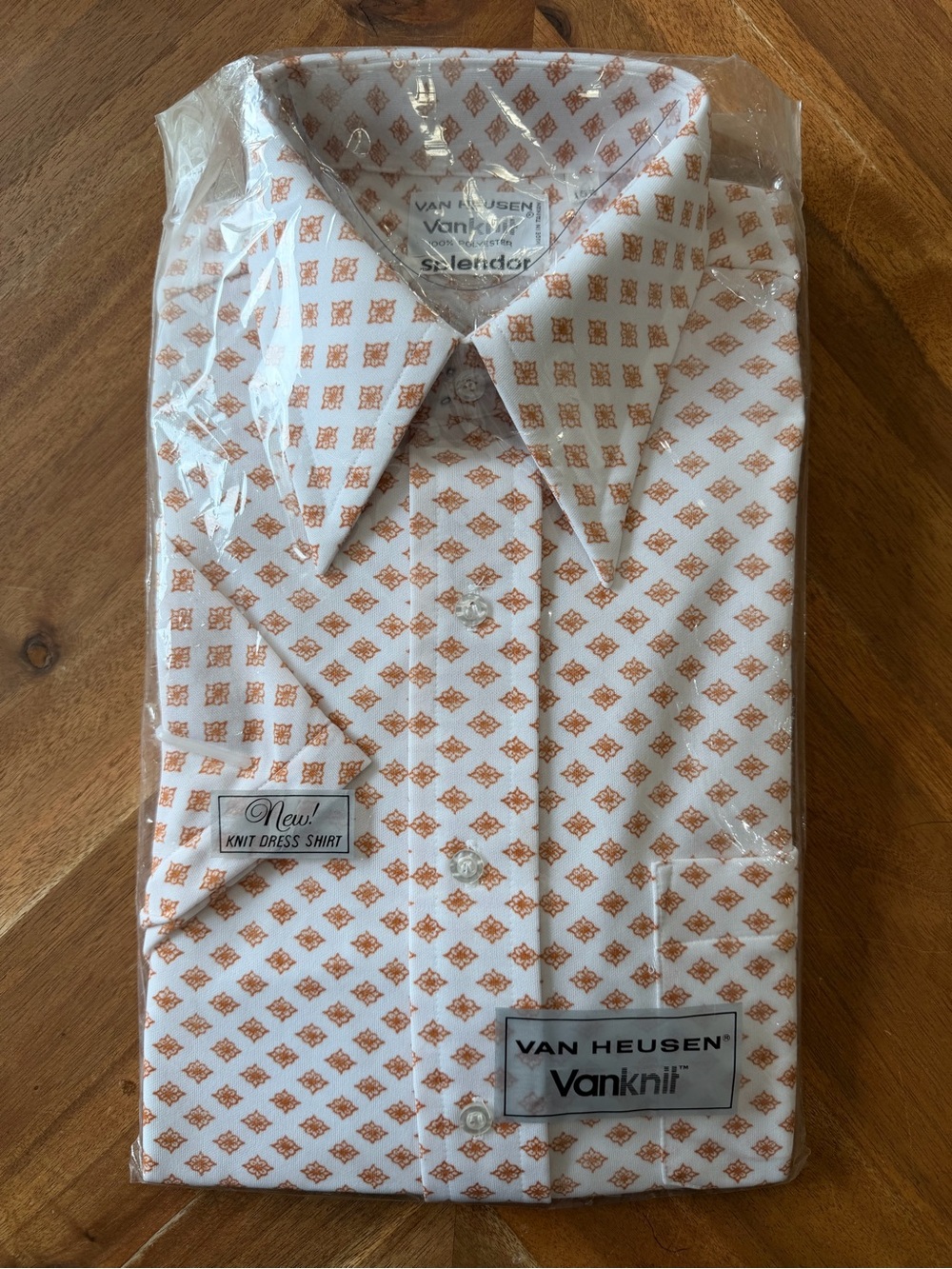 Vintage Mens Deadstock Dress Shirt M 15½ Short Sleeve NOS NWT Van Heusen 70s